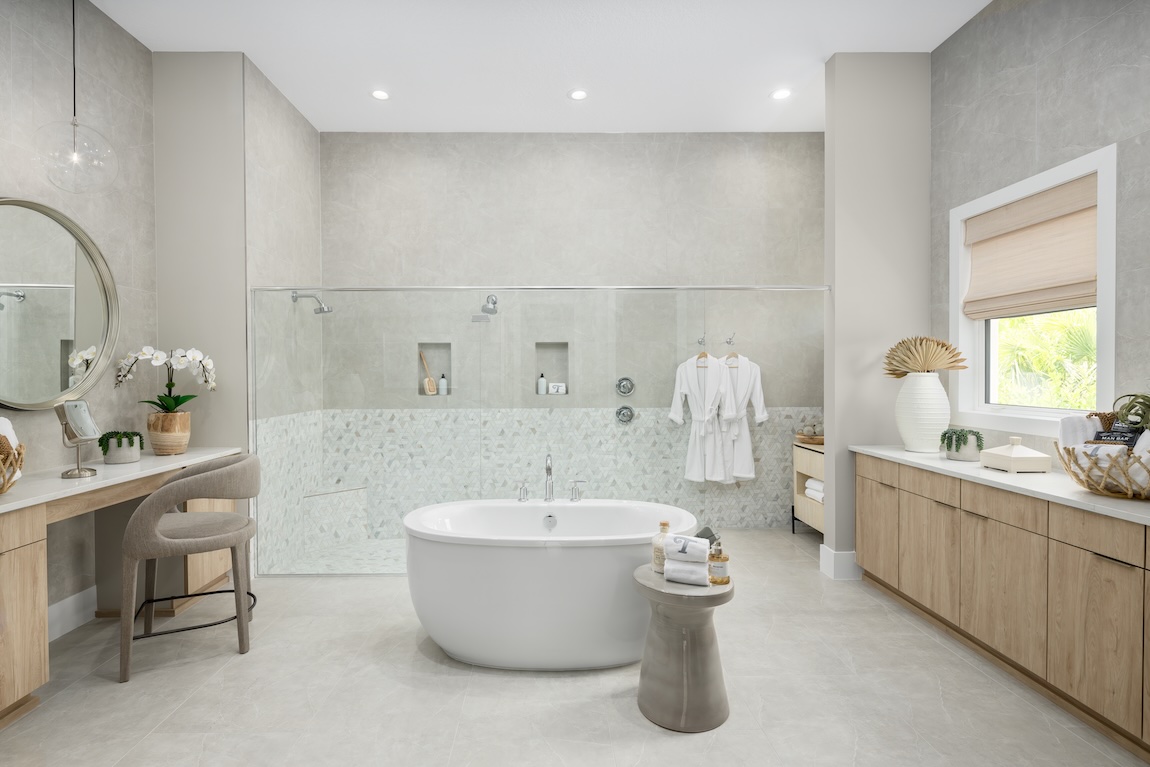 Bathroom remodel with a freestanding tub
