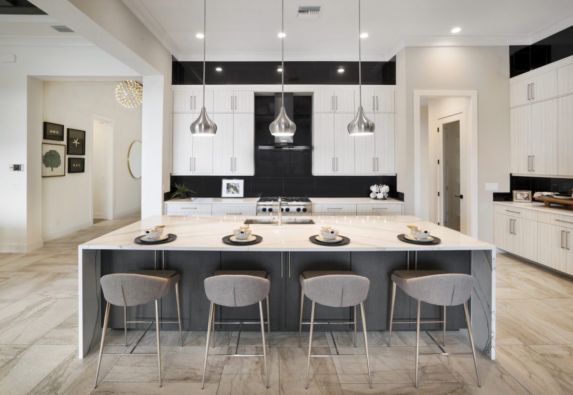 Kitchen remodel with a waterfall island